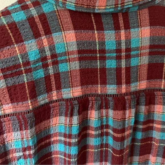 Pilcro Anthropologie Longline Plaid Buttondown NWT Fits Like Small/Medium - Picture 5 of 6